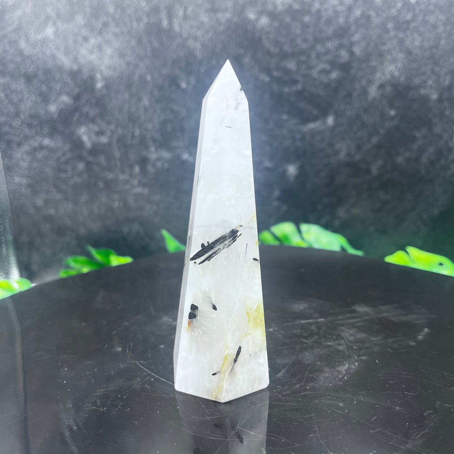 Black Tourmaline in Quartz Tower