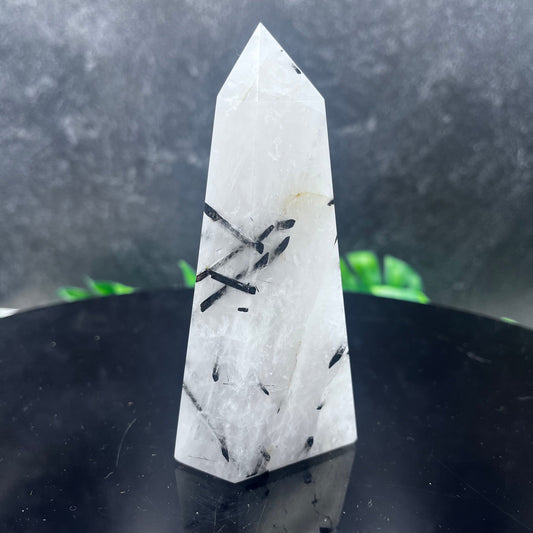 Black Tourmaline in Quartz Tower