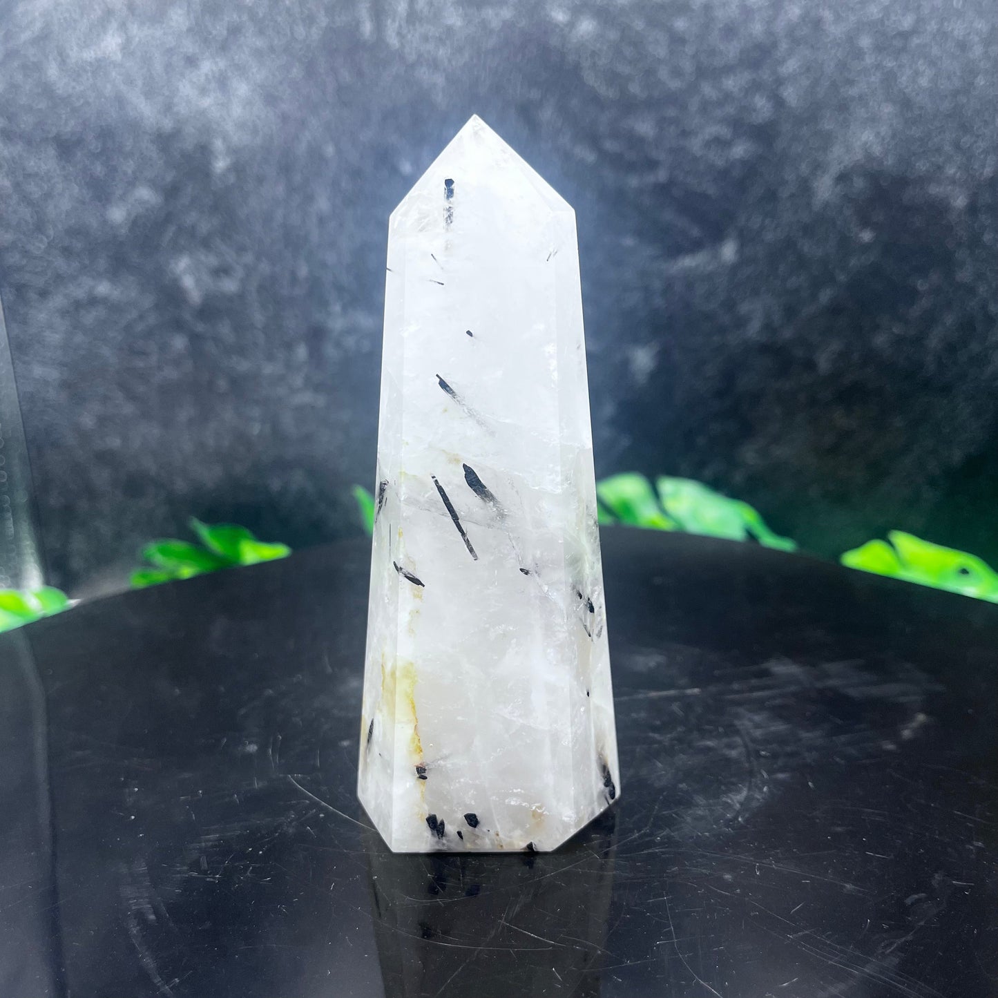 Black Tourmaline in Quartz Tower