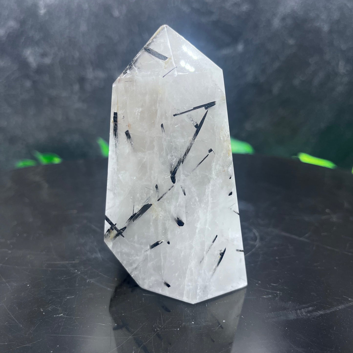 Black Tourmaline in Quartz Tower
